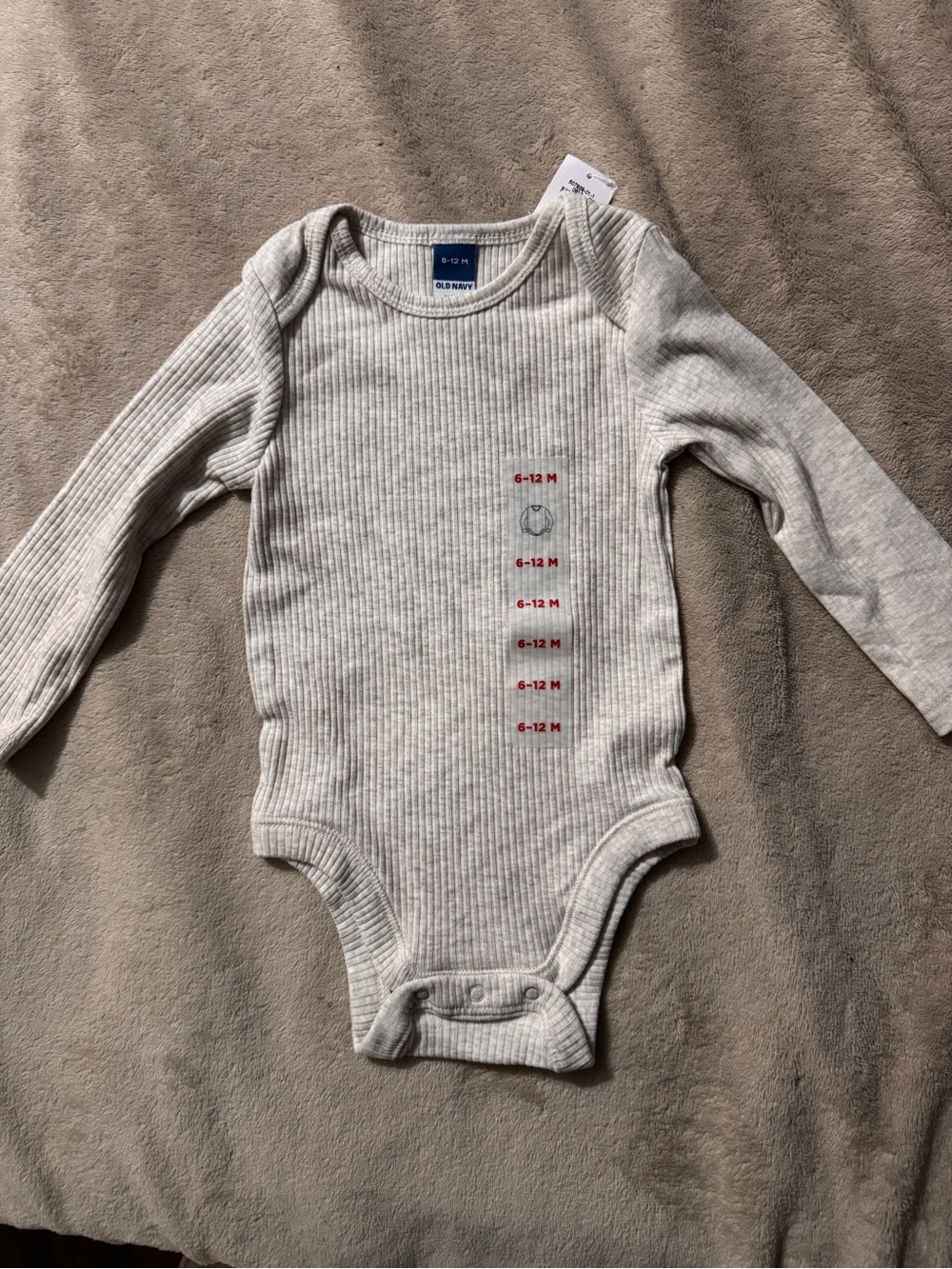 Old Navy Ribbed Long-Sleeve Baby One-Piece in Light Gray